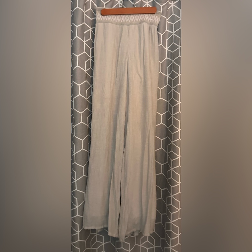 Neutral Rayon and Polyester Lined Leisure Pant